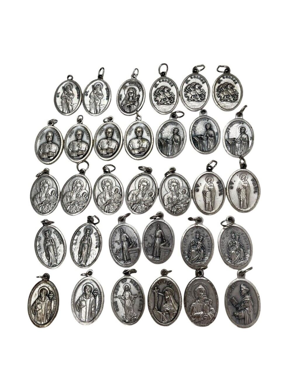 Catholic Saints Pendants Medallion Lot Made In Italy